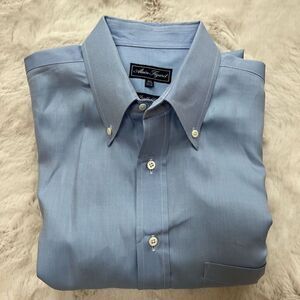 Alain Figaret Paris Dress Shirt Double Retors Cotton Blue size 44 L / 17.5 L